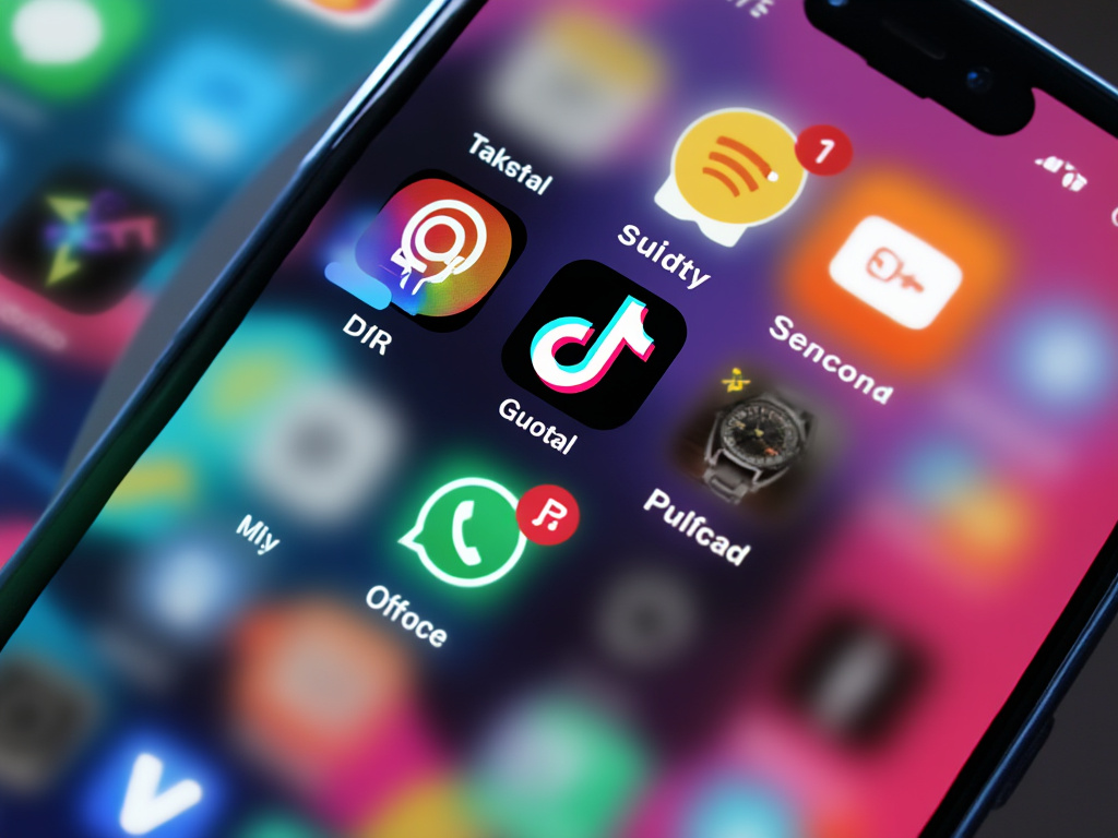 A phone screen displaying multiple apps with TikTok included as the most used app